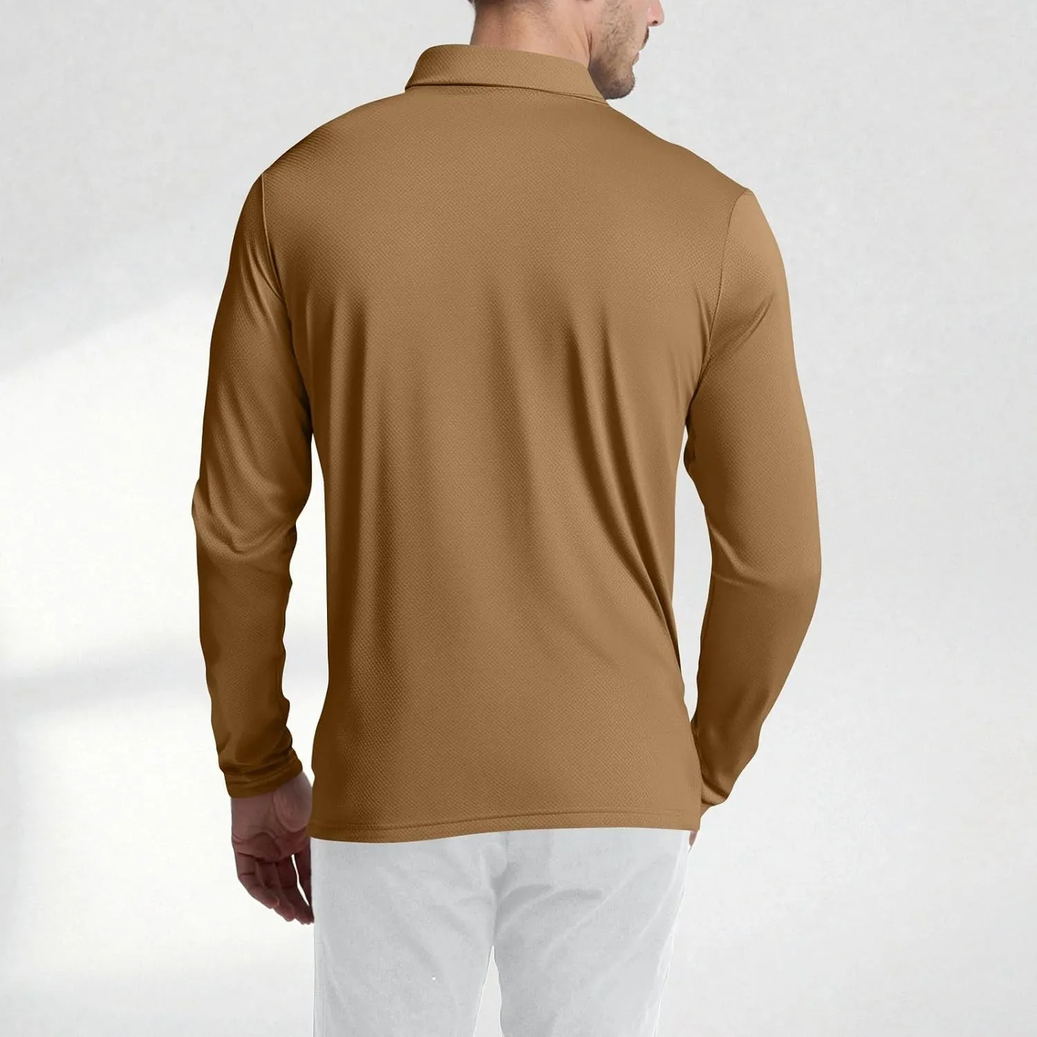Polo Shirts for Men Long Sleeve Golf Shirts UPF 50  Sun Protection Ice Silk Cool Shirts for Work Fishing Outdoor