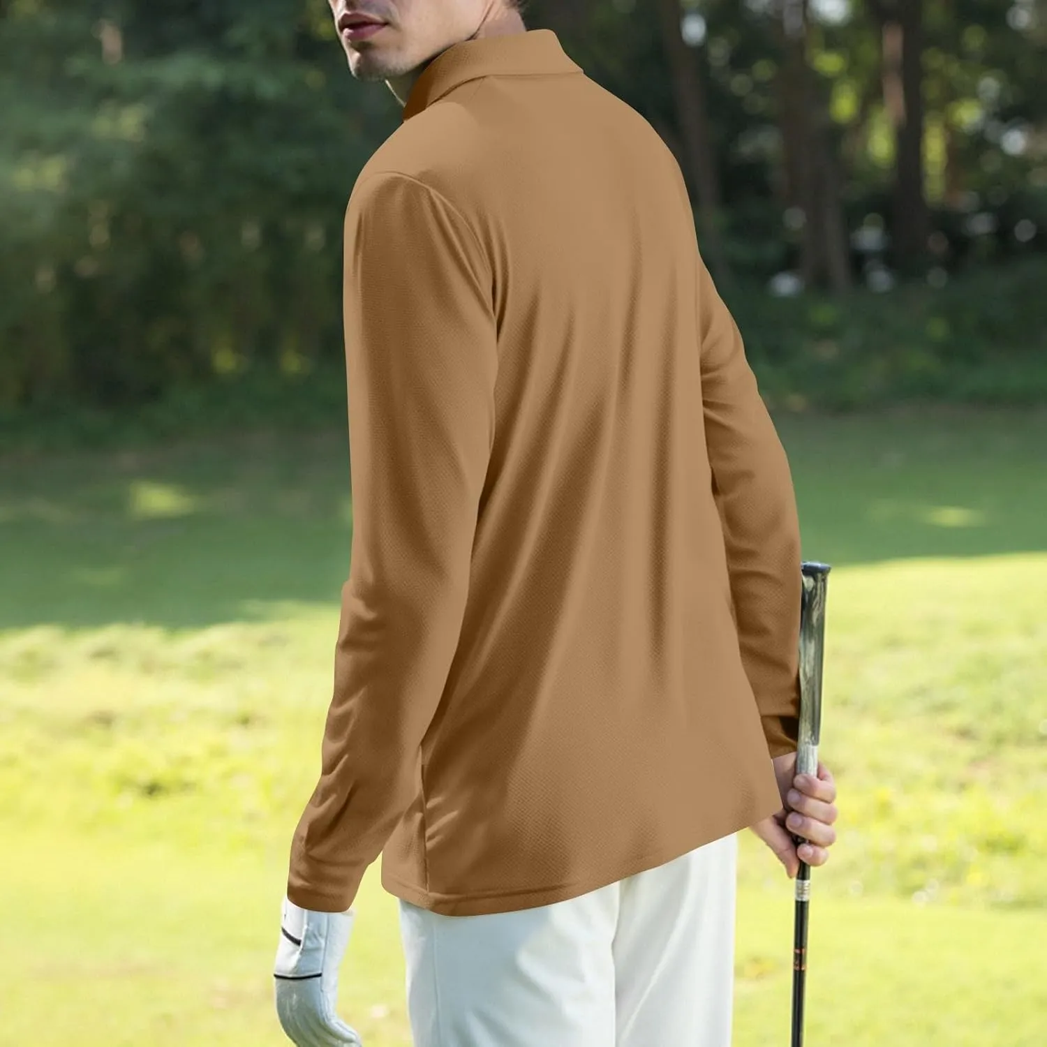 Polo Shirts for Men Long Sleeve Golf Shirts UPF 50  Sun Protection Ice Silk Cool Shirts for Work Fishing Outdoor