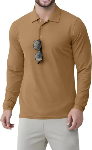 Polo Shirts for Men Long Sleeve Golf Shirts UPF 50  Sun Protection Ice Silk Cool Shirts for Work Fishing Outdoor