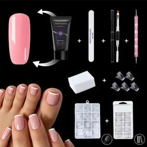 Poly gel nail forms, 120Pcs Poly Extension Gel Nail Kit and 120Pcs Poly Nail Gel Kit for Toes Square Poly Toenails Dual Forms Reusable, With Slip Solution Dual Nail forms, Nail Clips, Home Set