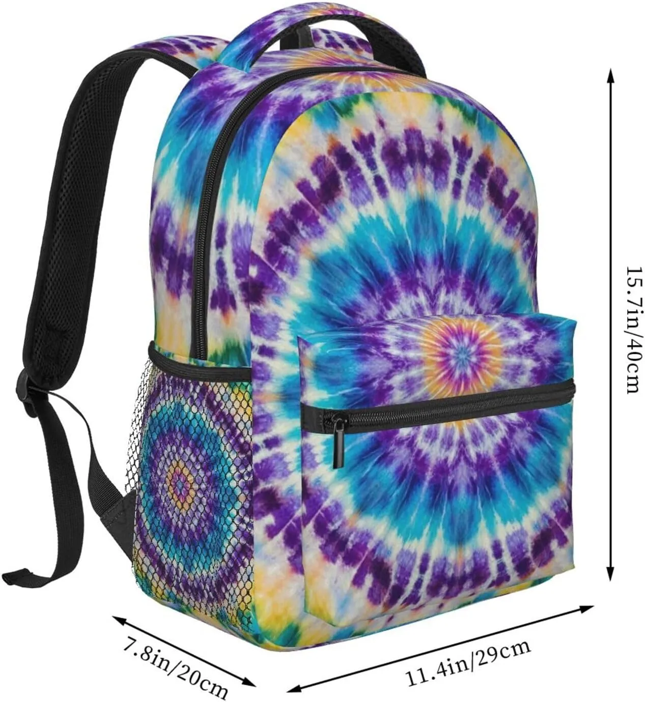 Polyester Daypack Backpack for Climbing Outdoors Running - Big Capacity Multipurpose Anti-Theft Bookbag, Colorful Tie Dye Art Travel Hiking & Camping Rucksack