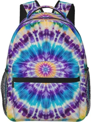 Polyester Daypack Backpack for Climbing Outdoors Running - Big Capacity Multipurpose Anti-Theft Bookbag, Colorful Tie Dye Art Travel Hiking & Camping Rucksack