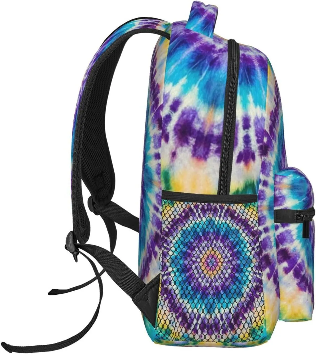 Polyester Daypack Backpack for Climbing Outdoors Running - Big Capacity Multipurpose Anti-Theft Bookbag, Colorful Tie Dye Art Travel Hiking & Camping Rucksack