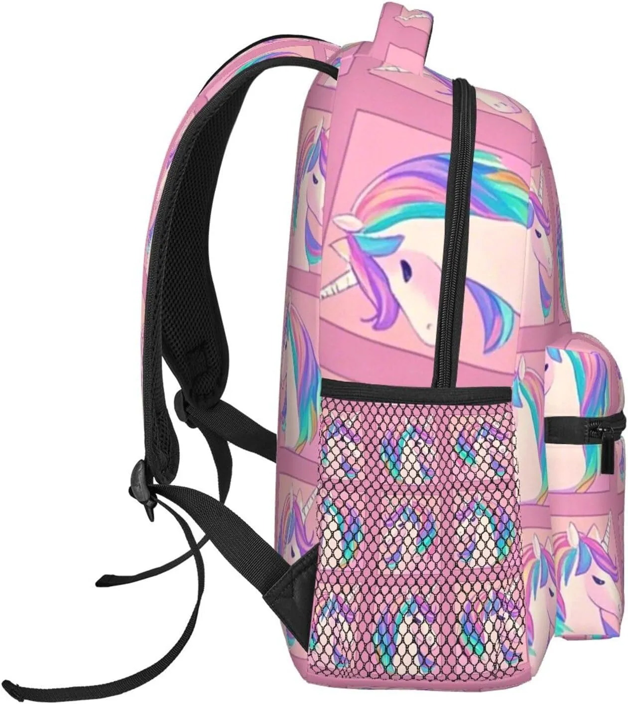 Polyester Daypack for Hiking Work Running - Big Capacity Anti-Theft Multipurpose Shoulder Bag, Neon Unicorn Art Travel and Sport Backpack Rucksack