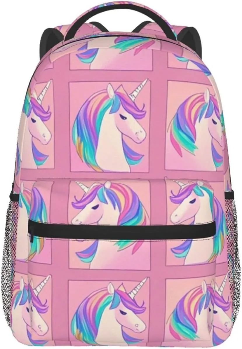 Polyester Daypack for Hiking Work Running - Big Capacity Anti-Theft Multipurpose Shoulder Bag, Neon Unicorn Art Travel and Sport Backpack Rucksack