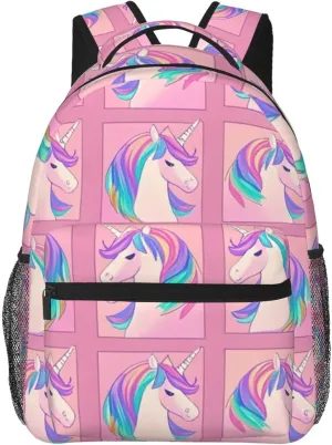 Polyester Daypack for Hiking Work Running - Big Capacity Anti-Theft Multipurpose Shoulder Bag, Neon Unicorn Art Travel and Sport Backpack Rucksack