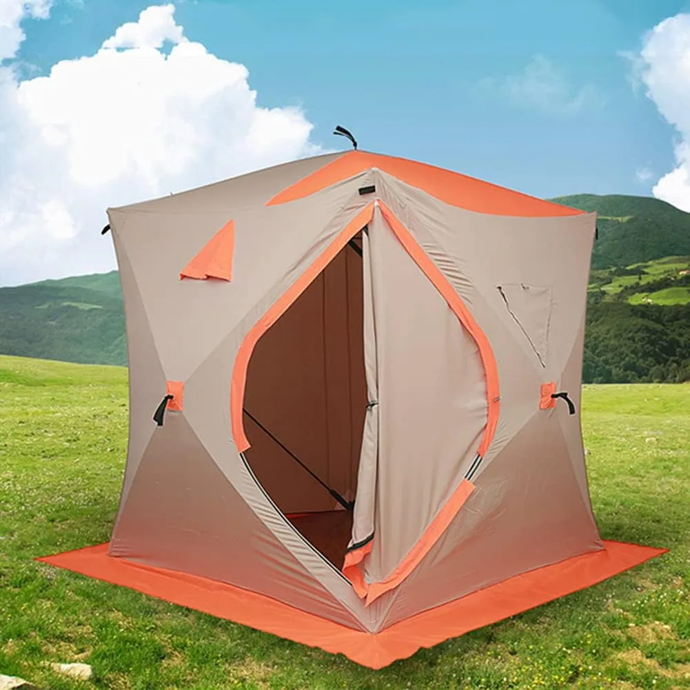Pop-Up Ice Fishing Shelter 3-4 Person Portable Portable Ice Shanty Tent for 3-4 Person Waterproof Ice Fishing Tent w/Carrier Bag and Ice Anchors