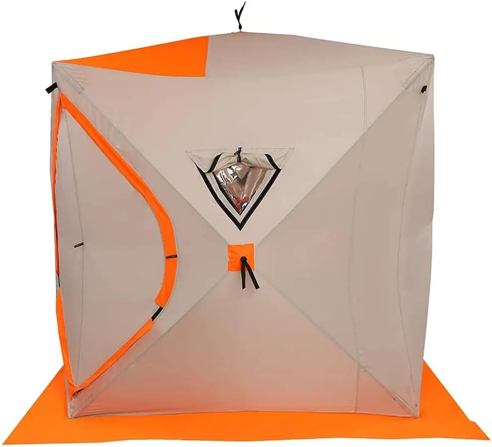 Pop-Up Ice Fishing Shelter 3-4 Person Portable Portable Ice Shanty Tent for 3-4 Person Waterproof Ice Fishing Tent w/Carrier Bag and Ice Anchors