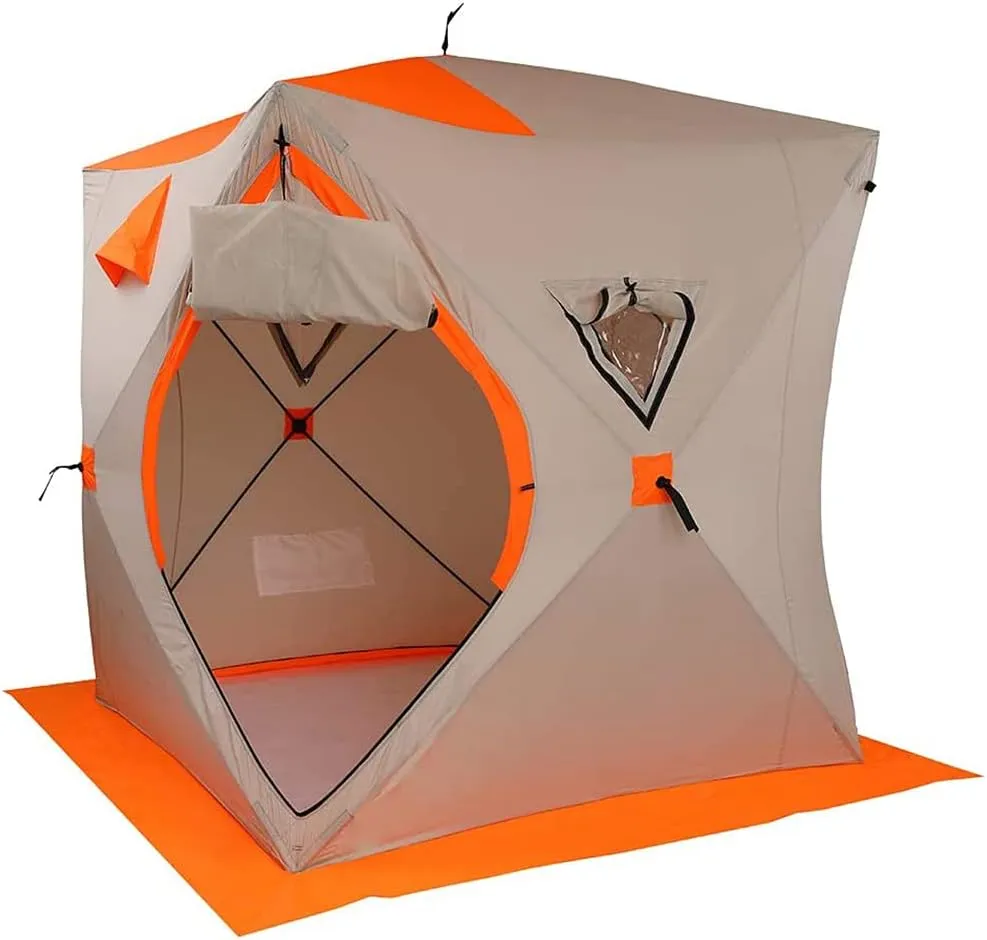 Pop-Up Ice Fishing Shelter 3-4 Person Portable Portable Ice Shanty Tent for 3-4 Person Waterproof Ice Fishing Tent w/Carrier Bag and Ice Anchors
