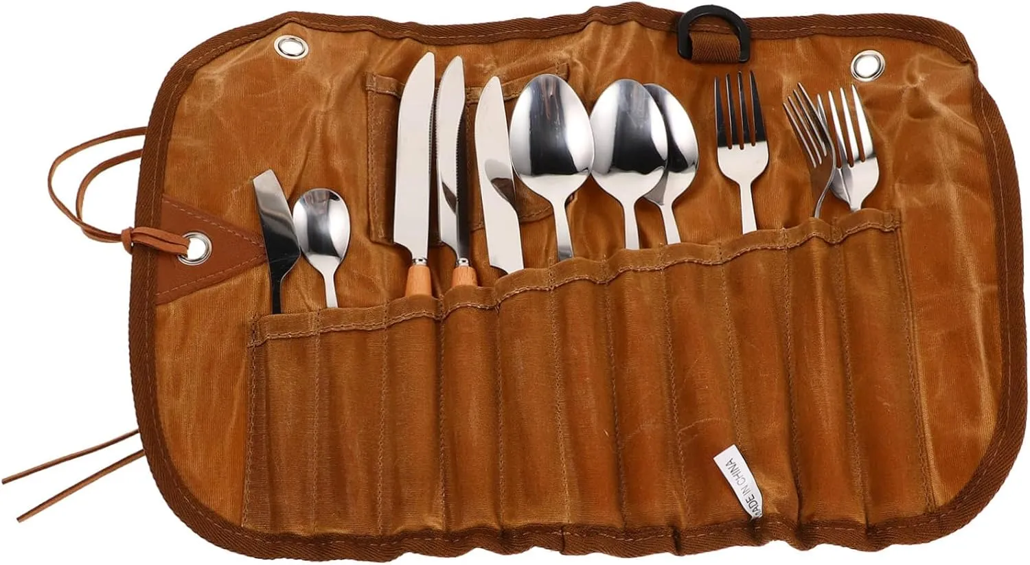 POPETPOP 1set Camping Utensil Set Stainless Steel Cutlery Kit with Organizer Bag Multi-function Outdoor Dining Silverware for Picnics Travel and Camping Adventures