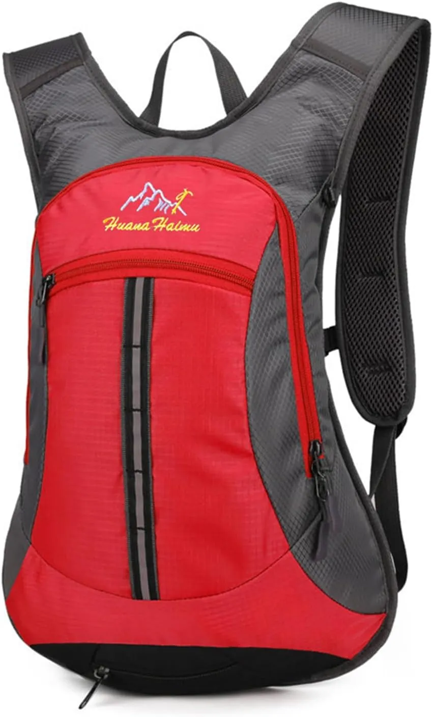 PORRASSO Hiking Backpack Waterproof Daypack 18L Rucksack Lightweight Backpack for Women Men Camping Trekking Cycling Climbing Outdoor Sports Red