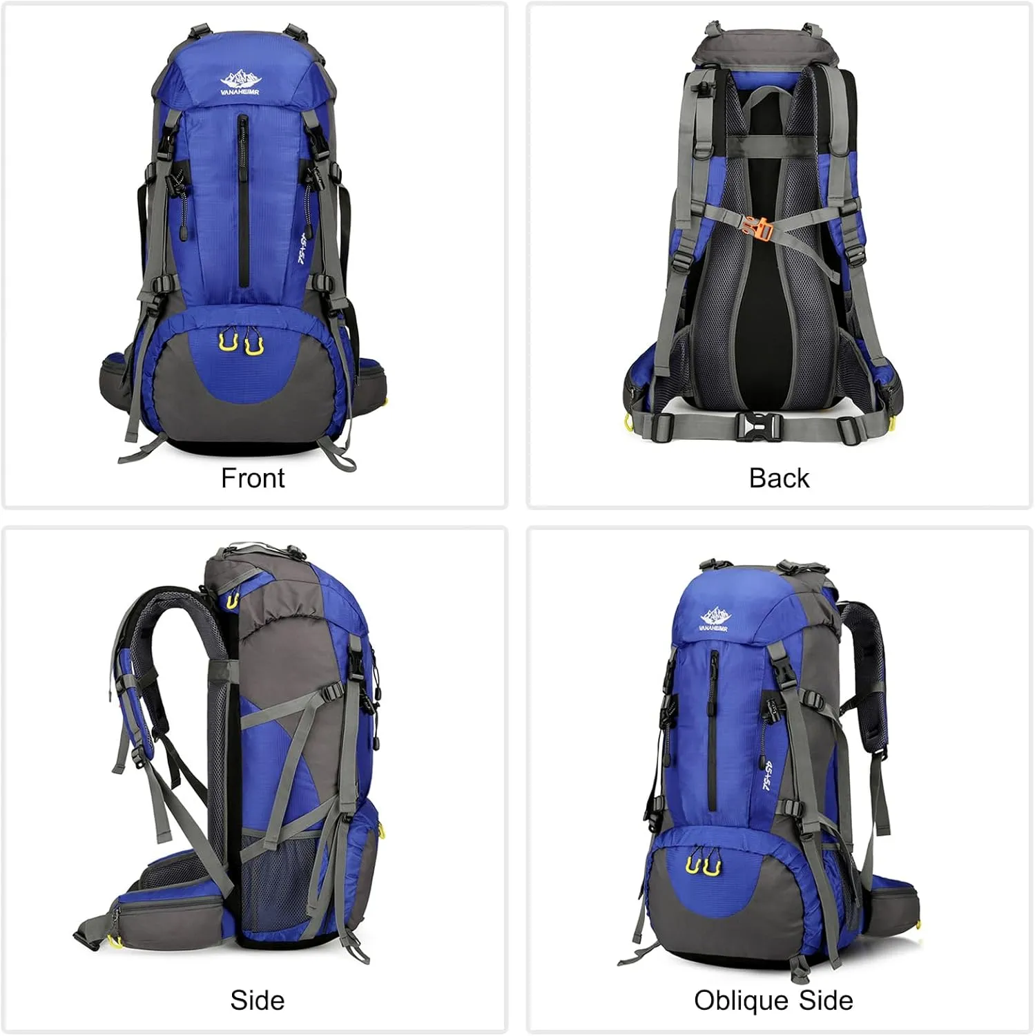 PORRASSO Hiking Backpack Waterproof Daypack 50L Rucksack with Rain Cover Backpack for Travel Trekking Camping Climbing Outdoor Sports Black