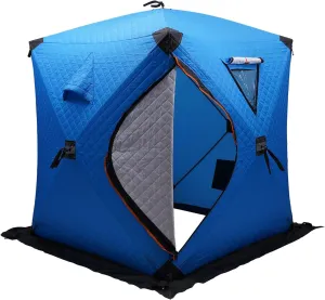 Portable 2 Person Ice Fishing Tent with Packing Bag and Handbag，Freestanding Insulated Ice Fishing Shelter Thermal,Ice Fishing Shanty with Insulated Layer for Out Ice Fishin and Picnics