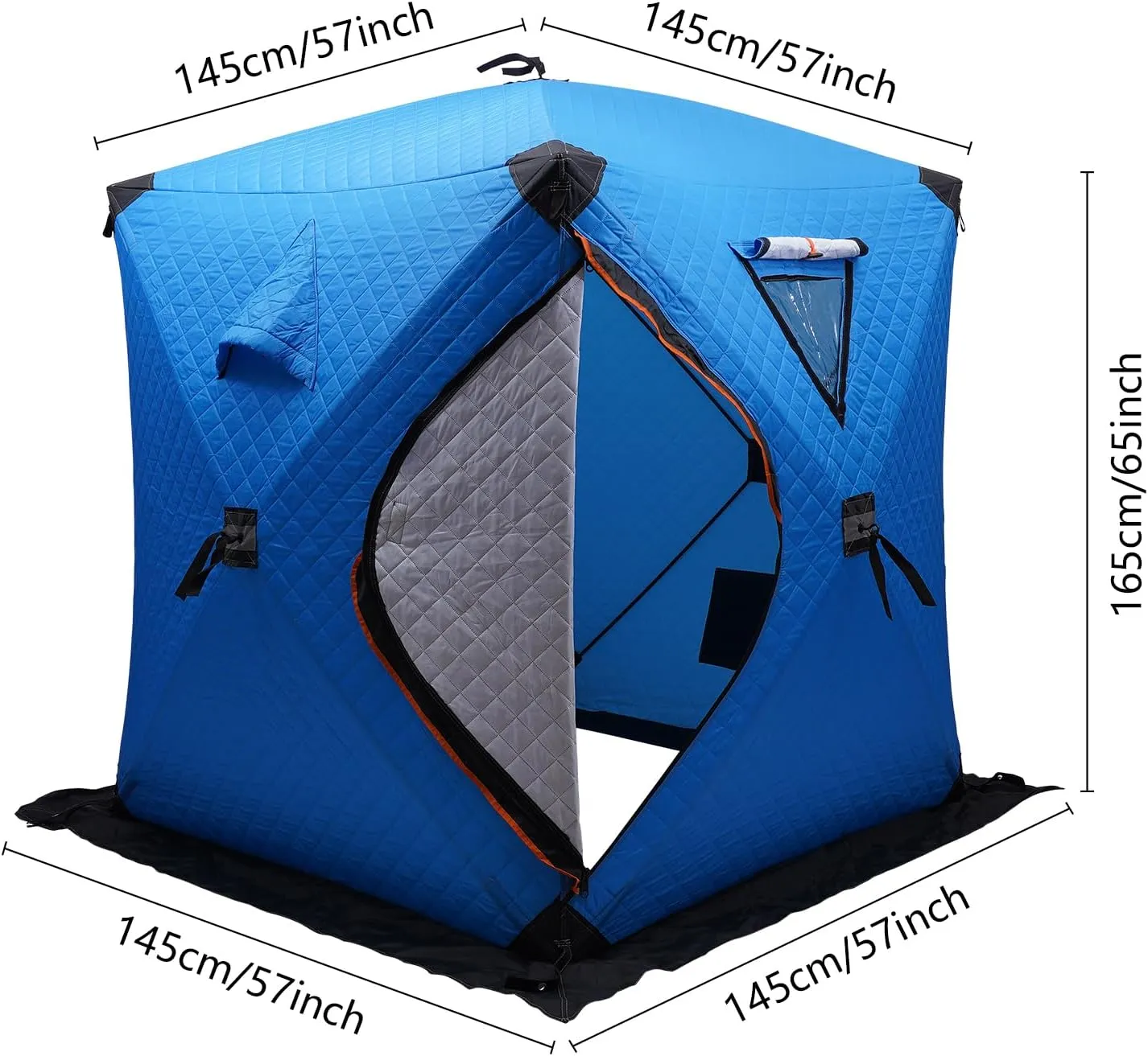 Portable 2 Person Ice Fishing Tent with Packing Bag and Handbag，Freestanding Insulated Ice Fishing Shelter Thermal,Ice Fishing Shanty with Insulated Layer for Out Ice Fishin and Picnics