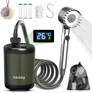 Portable Camping Shower Pump Kit, 7800mAh Showers Pump for Travel, Camping,Outdoor, Tents Shower and Pet Cleaning, with Water Temperature Display and Rechargeable Battery
