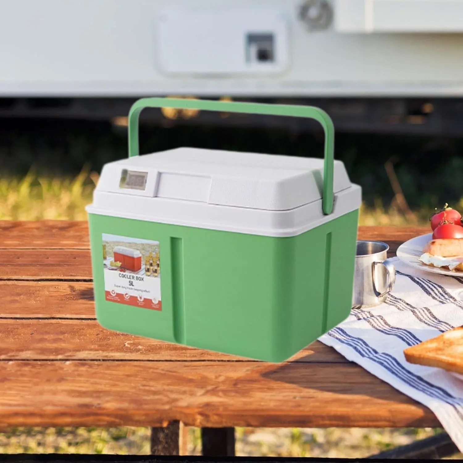 Portable Cooler Box Food Preservation Box Lightweight for Outdoor Picnic with Lock Lid Versatile Cold and Hot Insulated Case