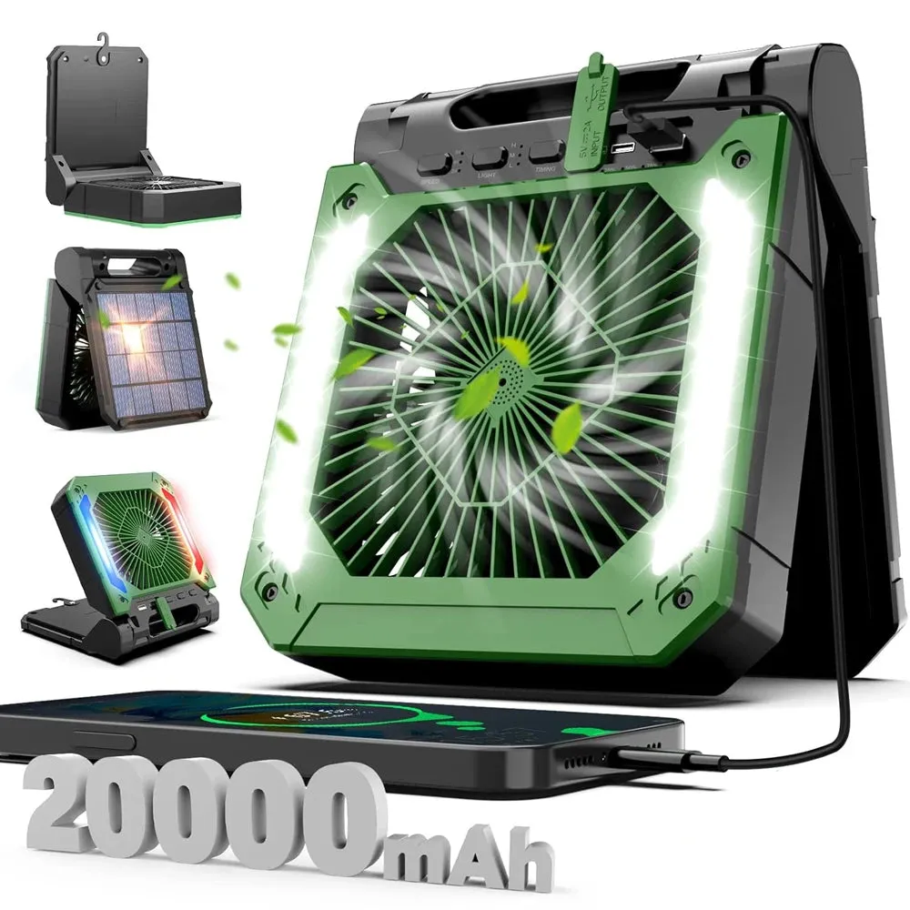 Portable Electric Electric Fan with LED Light - 20000mAh Multi-Speed