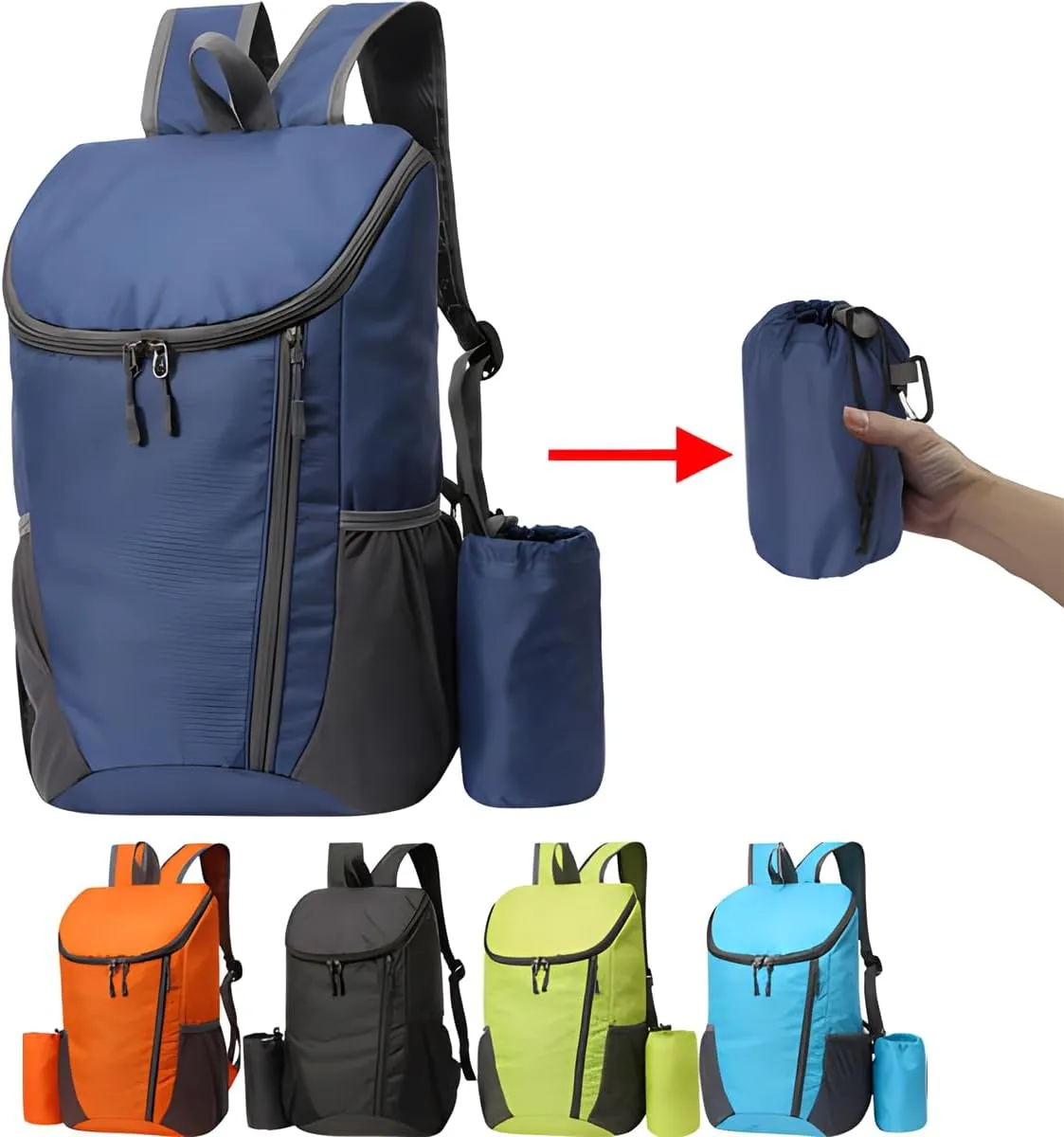 Portable Foldable Backpack Folding Mountaineering Bag, Ultralight Outdoor Cycling Rucksack, Travel Hiking Knapsack(Green)