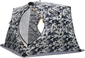 Portable Ice Fishing Shelter,Pop-Up Portable Ice Fishing Tent Ice Shanty,4-5 Person Waterproof Hub-Style Ice Fish House with Anchors,Tie Ropes,and Carrying Bag