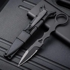 Portable Knife 6.7 Inch 440C Fixed Blade Outdoor Camping Portable Straight Knife With Kydex Sheath The Knife Comes In Black And White (Black)