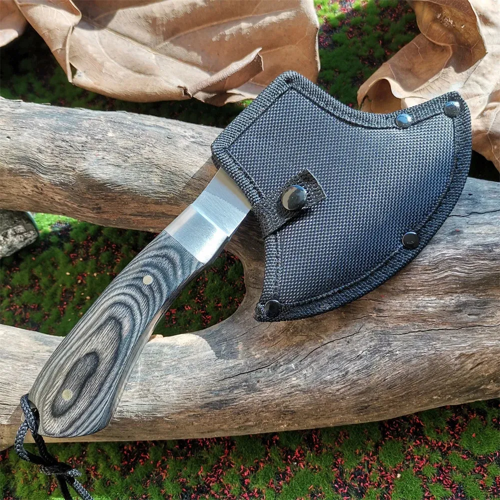 Portable Stainless Steel Camping Axe with Wooden Handle