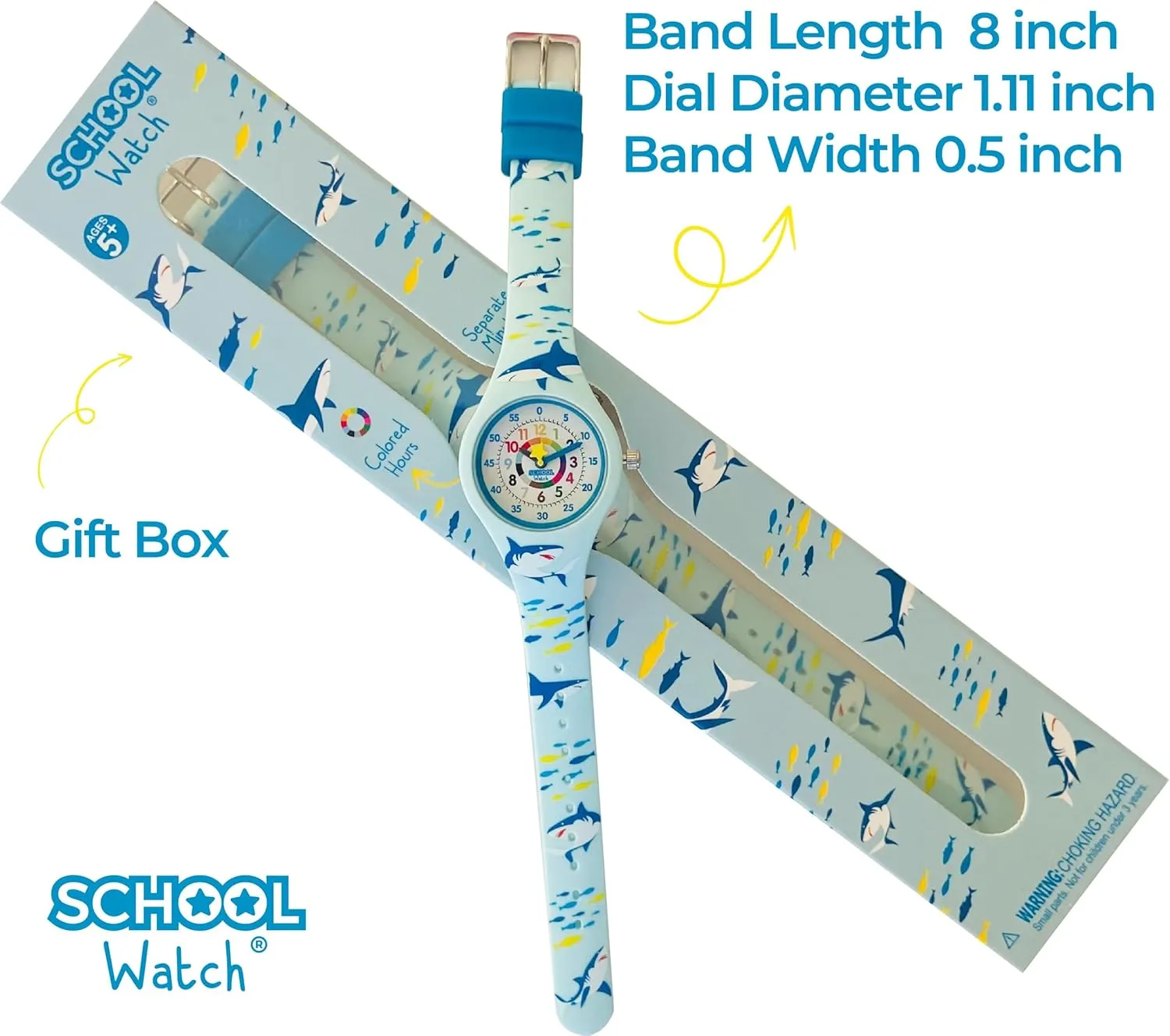 Preschool Collection Time Teacher School Watch - First Watch - Teach Your Child to Tell Time in 5 Minutes Thanks to The Most Intuitive Dial! Hypoallergenic Kids, Children, Toddler Silicone Watch