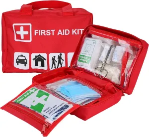 ProCase (96 Pieces) First Aid Kit, All-purpose Survival Kit with Outdoor Emergency Supplies for Car, Home, Office, Sports, Travel, Camping, Hiking and Kayaking -Red