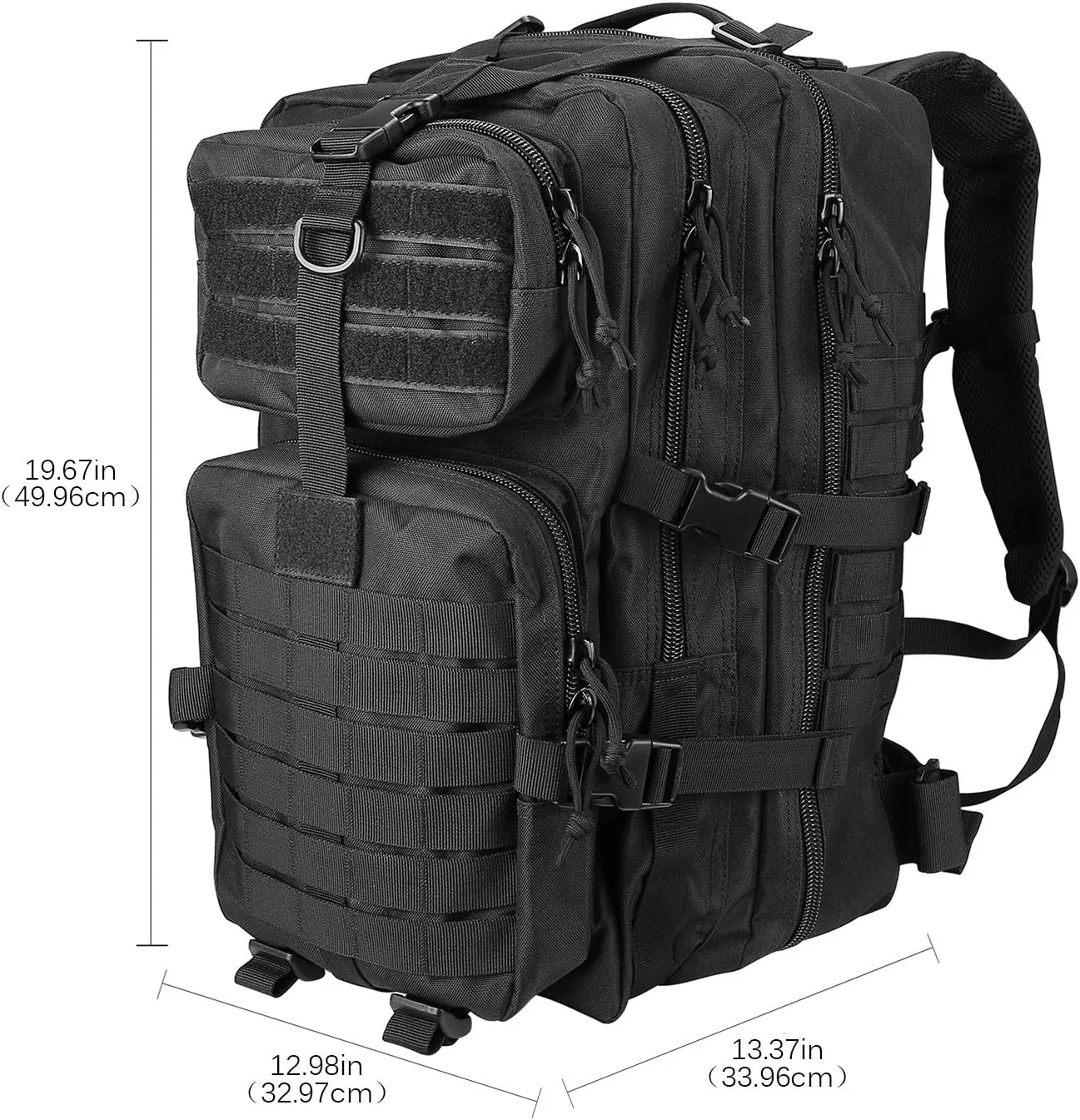 ProCase Military Tactical Backpack with Waterproof Rain Cover, 48L Large Rucksack 3 Day Outdoor Army Assault Molle Pack Go Bag Backpacks -Black