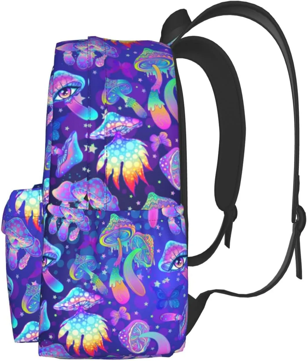 Psychedelic Colorful Mushrooms Stylish Backpack With Adjustable Padded Shoulder Straps Daypacks For College Travel One Size