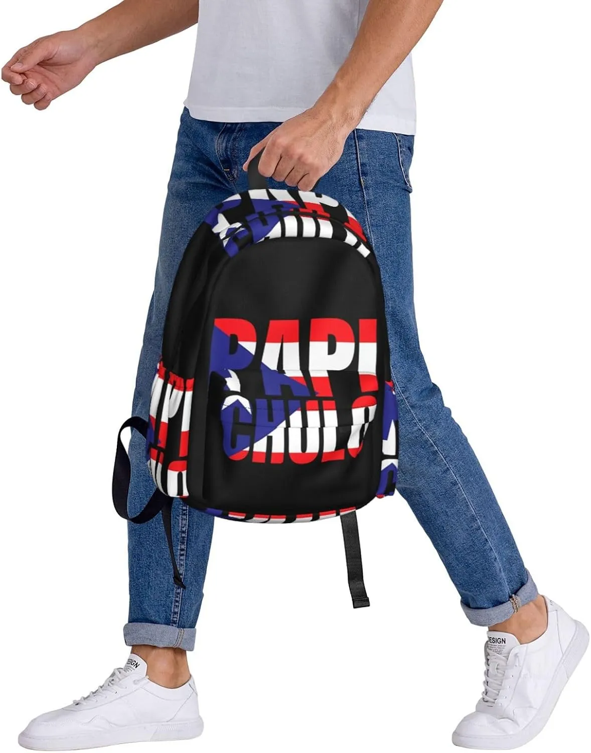 Puerto Rico Flag Backpack Large Capacity Backpack Lightweight Double Shoulder Bag For Women Men Travel