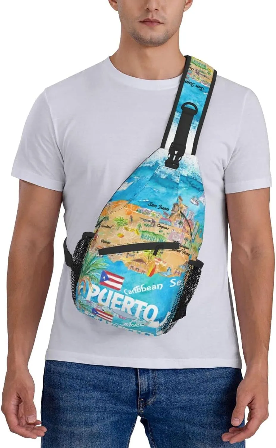 Puerto Rico Rican Flag Sling bag/Crossbody Backpack/Puerto Rican Shoulder Bag for Men For Women, Travel, Hiking, Work