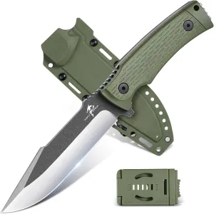 Purple Dragon Green Fixed Blade Hunting Knife Made from a Single Piece of D2 Steel,G10 Handle with Kydex Sheaths for Outdoor Activities Camping,Gifts for man