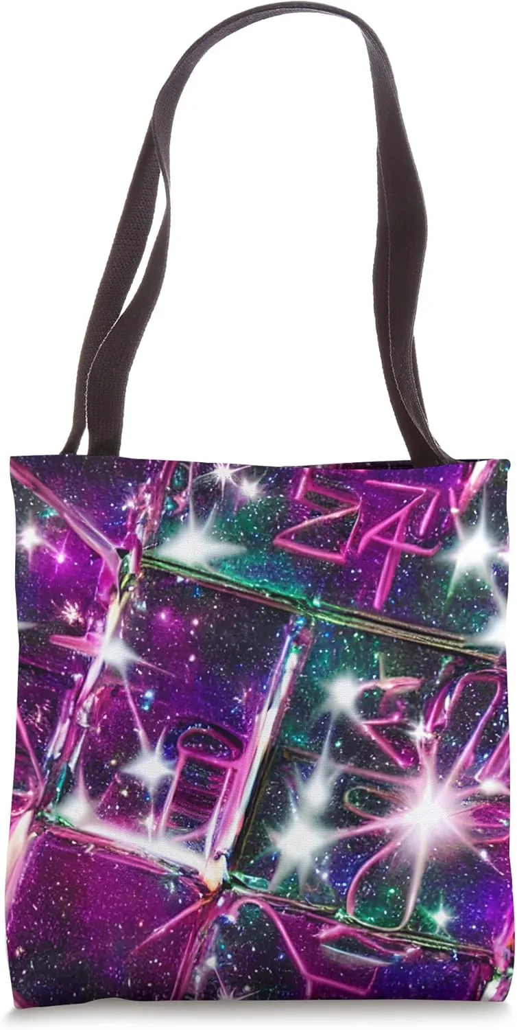 Purple Y2K Intergalactic Nostalgia | All Over Pattern Tote Bag
