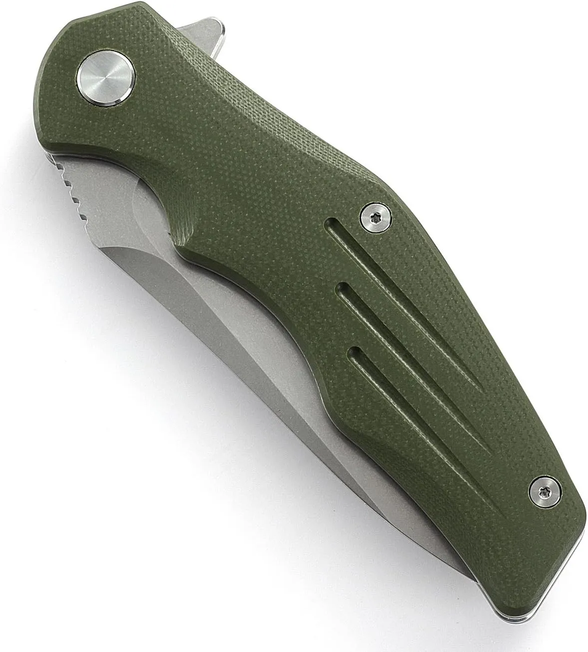 QSP Flipper Folding Pocket Knife with Ball Bearing, D2 Blade, 4.75" G10 Handle, Appliated for EDC, Pangolin