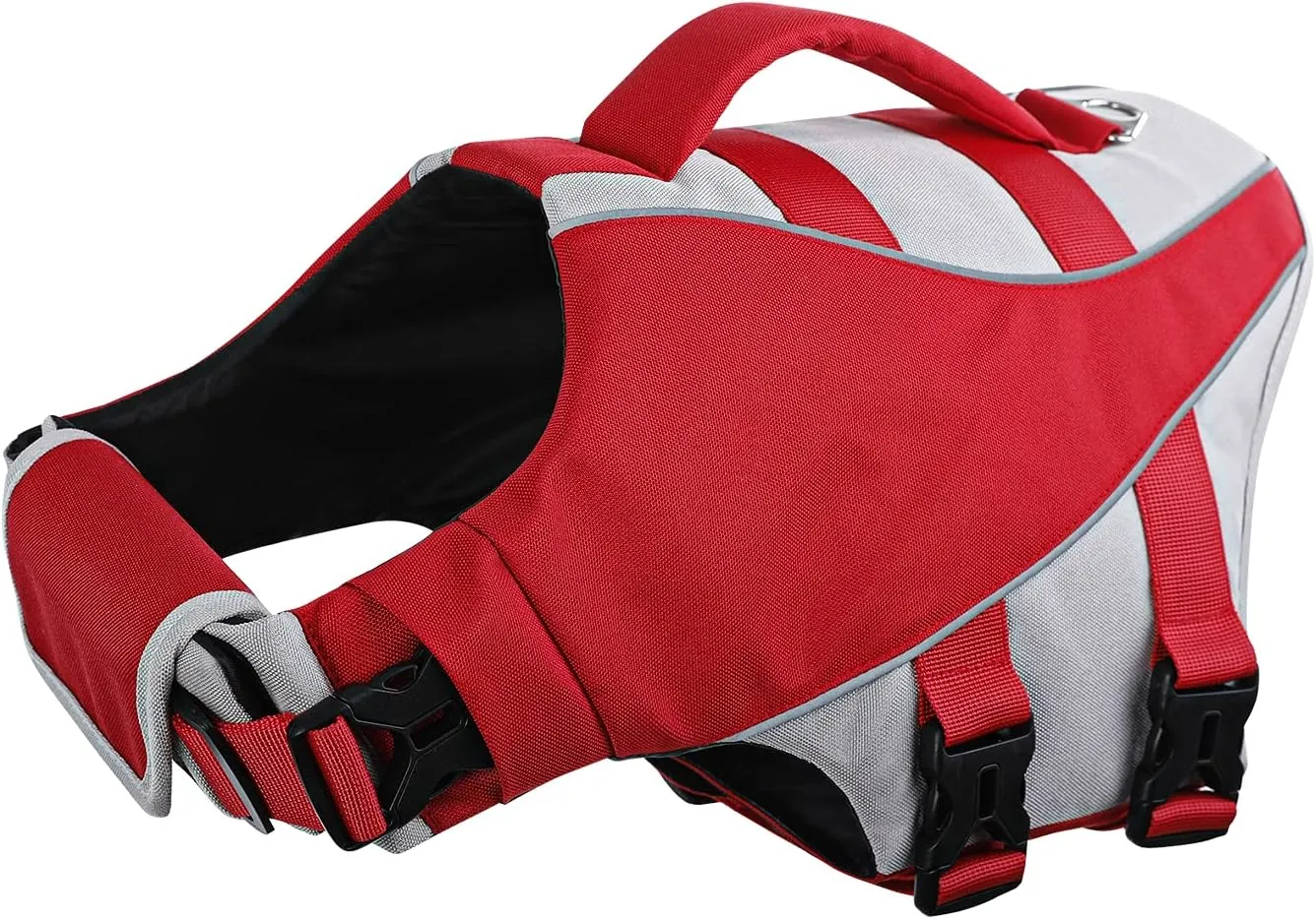 Queenmore Dog Life Jacket,Life Vest for Large Medium Small Dogs,Adjustable Reflective Dog Swimming Vest,High Buoyancy Dog Lifesaver,Pet Life Preserver (Red,Small)