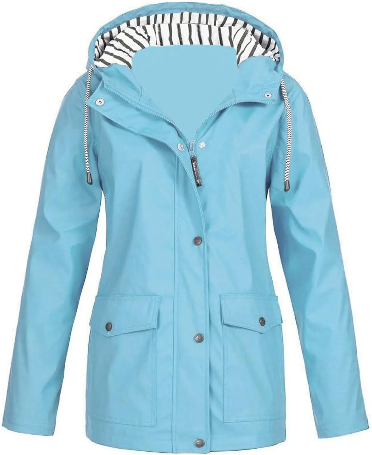 Rain Coat for Women Waterproof with Hood Lightweight Women's Rain Jacket Outdoor Trench Windbreaker Long Raincoats