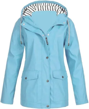 Rain Coat for Women Waterproof with Hood Lightweight Women's Rain Jacket Outdoor Trench Windbreaker Long Raincoats