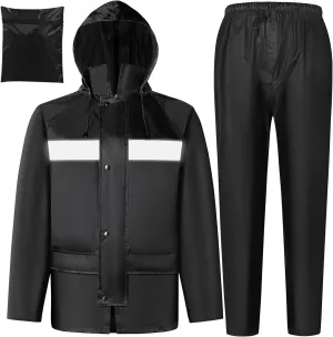 Rain Gear for Men Women Waterproof Lightweight Rain Suits Hideaway Hood Rain Jacket and Rain Pants for Outdoor