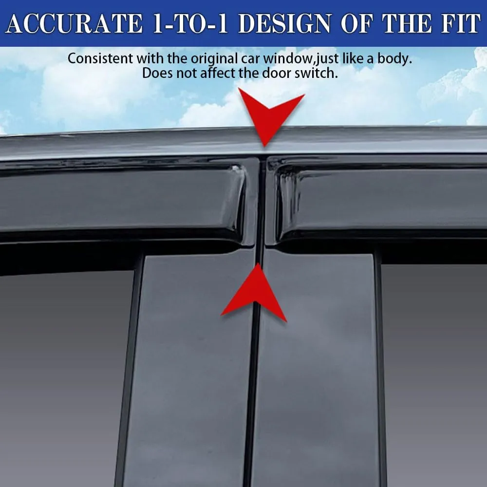 Rain Guards for Volkswagen VW Jetta 2006-2010, Tape-on Side Window Deflectors for Volkswagen Jetta, Window Visors for Volkswagen Cars, for Volkswagen Car Accessories 4 Rain Guards ＆ 2 Car Coasters