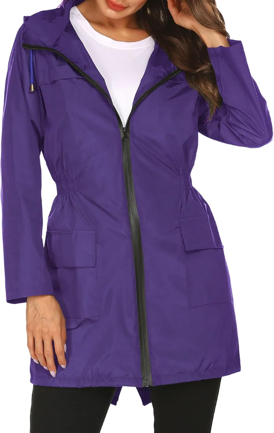 Rain Jackets For Women Waterproof Lightweight Packable Outdoor Hooded Raincoat