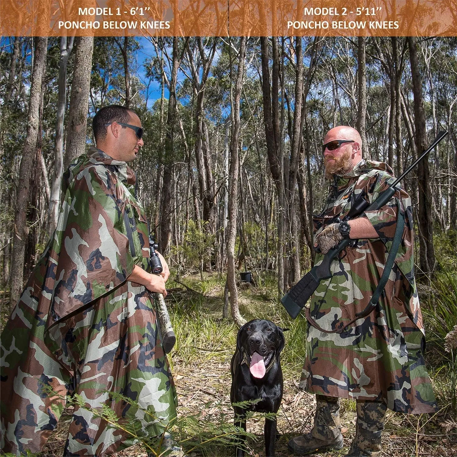 Rain Poncho for Men, Camouflage with Carry Pack - Waterproof Camo Ponchos with Hood with Ventilation - Premium Hunting Gear