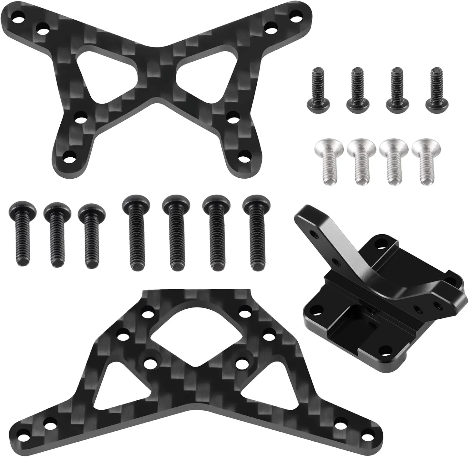 RC Car Aluminum Alloy&Carbon Fibre Front and Rear Shock Tower Multi-Position Front Shock Absorber Plate Wing Stay for 1/16 Losi Mini-B Buggy Upgrades Parts Accessories