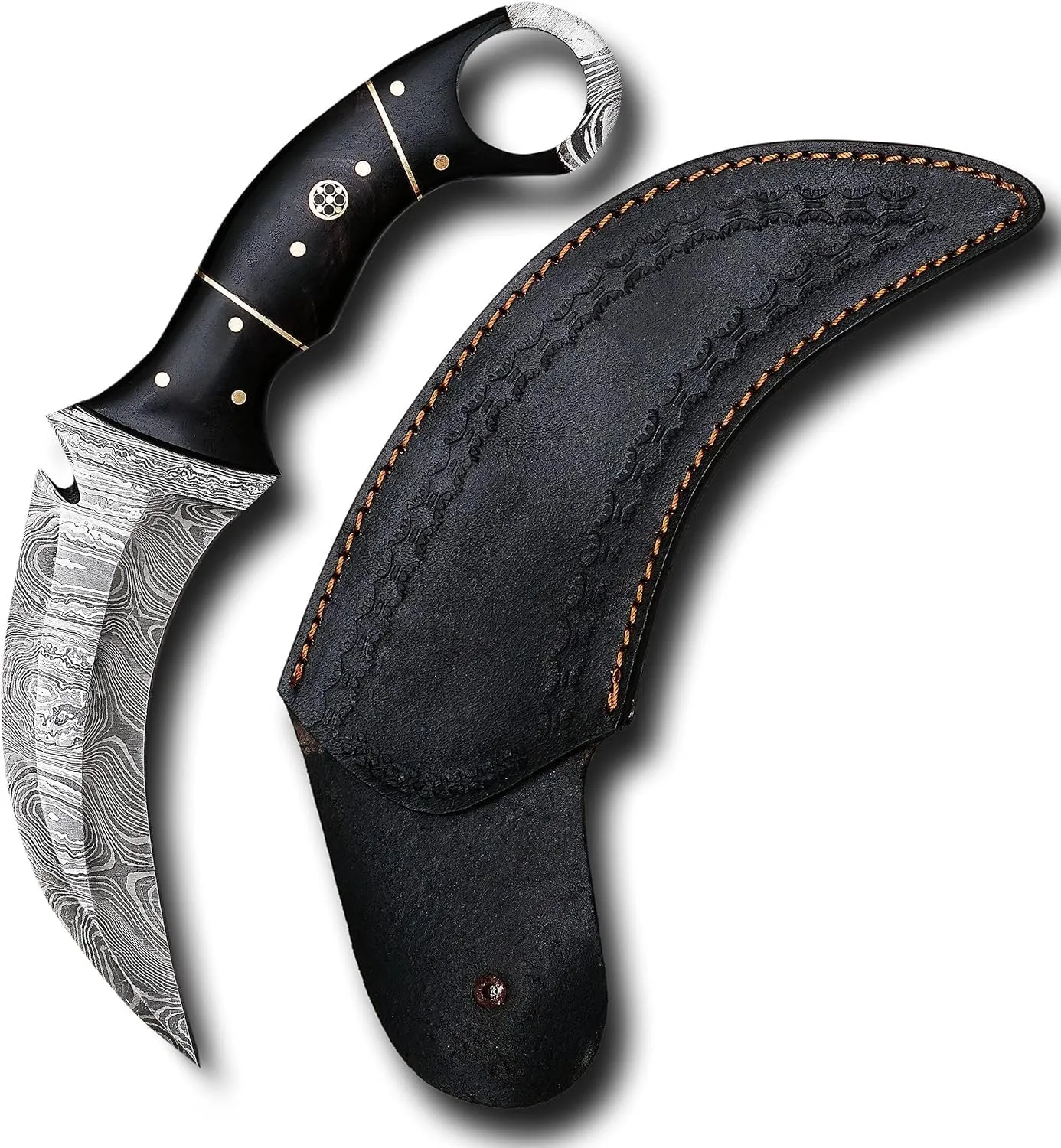 RC Damascus Hunting Knife with Free Leather Sheath | 9'’ EDC Knife for Men | Full Tang Fixed Blade handmade Knives "it's a unique product for unique buyers.
