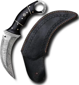 RC Damascus Hunting Knife with Free Leather Sheath | 9'’ EDC Knife for Men | Full Tang Fixed Blade handmade Knives "it's a unique product for unique buyers.