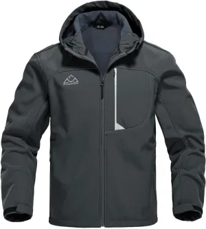 Rdruko Men's Soft Shell Jacket Fleece Lined Waterproof Lightweight Hiking Hooded Winter Jacket