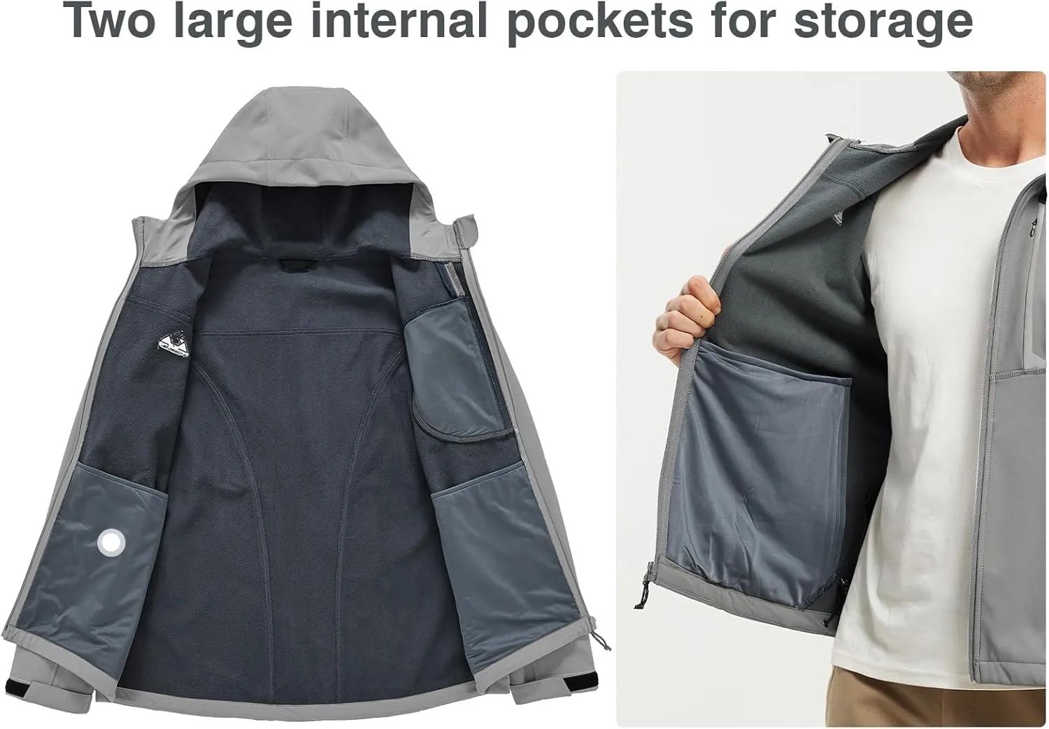 Rdruko Men's Soft Shell Jacket Fleece Lined Waterproof Lightweight Hiking Hooded Winter Jacket
