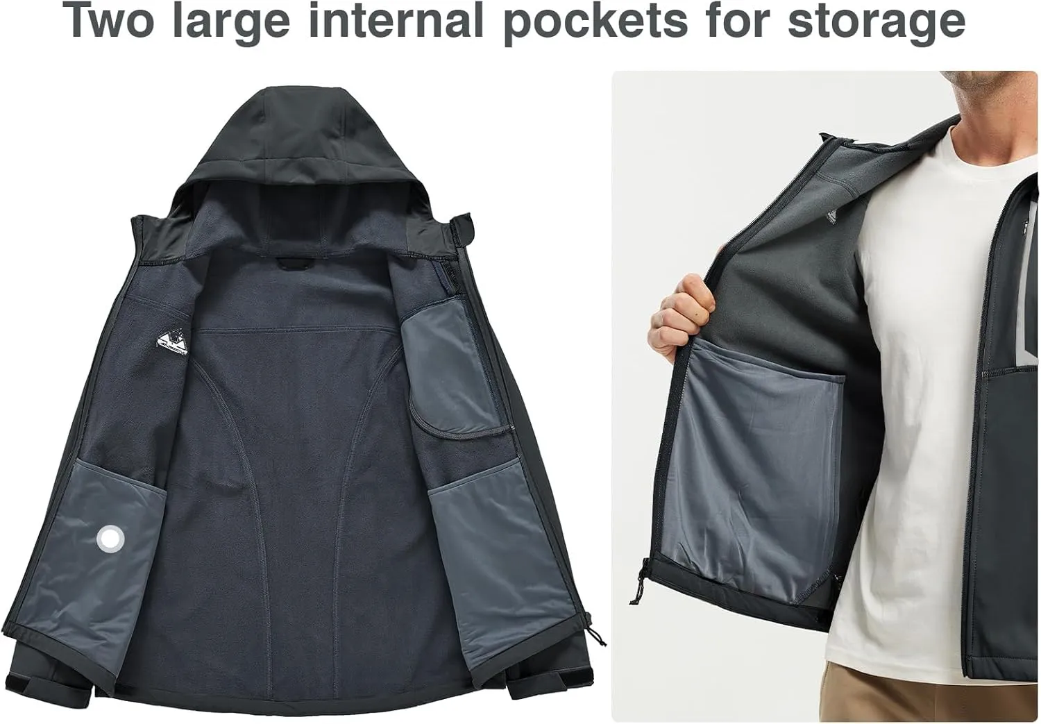 Rdruko Men's Soft Shell Jacket Fleece Lined Waterproof Lightweight Hiking Hooded Winter Jacket