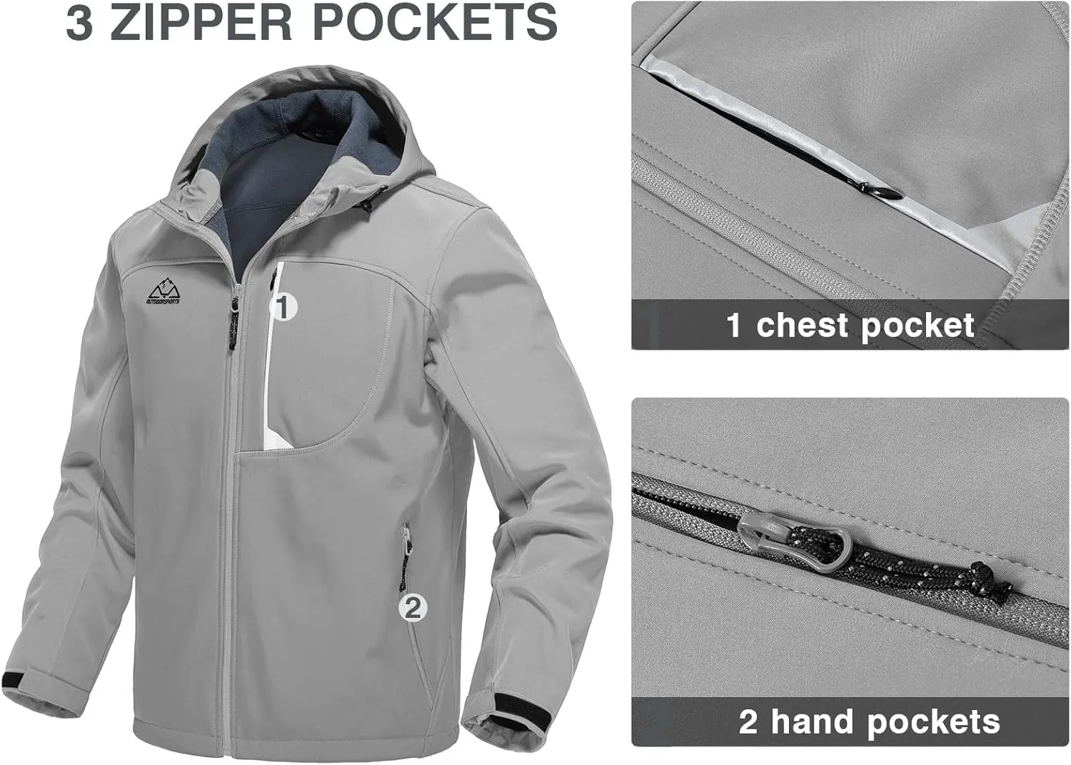 Rdruko Men's Soft Shell Jacket Fleece Lined Waterproof Lightweight Hiking Hooded Winter Jacket