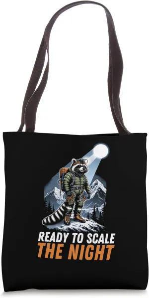 Ready To Scale The Night Ice Climbing Raccoon Climber Tote Bag