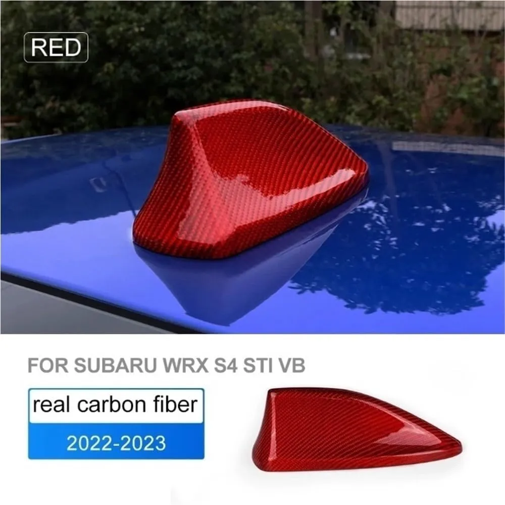 Rear Hard Carbon Fiber Shark Fin Antenna Cover Compatible for Subaru WRX S4 STI VB 2022 2023 2024 Car Sticker Exterior Trim Accessories(RED)